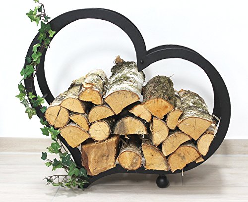 DanDiBo Kaminholzregal Herz Kaminholzständer 65 cm Holzkorb Kaminholzhalter Holzregal - 5