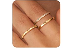 FUNEIA 3PCS Bague Femme Or Bague Enfant Fille Plaqué Or avec Boîte Cadeau