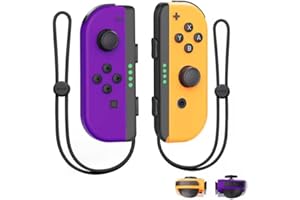 LuckyMoon Switch Controller Compatible with Nintendo Switch/Lite/OLED, Replacement Left/Right Joystick for Switch with 6-Axis Gyro/Dual Vibration/Wake-up Function/Screen Capture-Purple&Orange