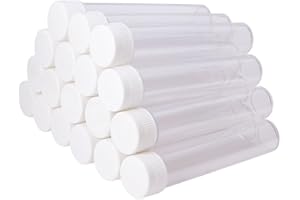 VASANA 12PCS 25ML/0.85oz Empty Reusable Clear Plastic Sample Bottles Testing Tube with White Screw Cap Cosmetic Vial Storage Containers For Scientific Experiment