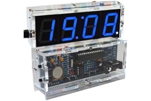 UNBEKANNT 4 chiffres DIY Horloge Numérique à LED kit Light Control Affichage de la température Coque transparente Rouge bleu