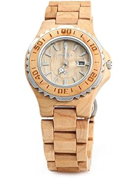 GBlife BEWELL ZS - 100BL Holz Armbanduhr Herrenuhr Quarzwerk Datumsanzeige Retro Stil