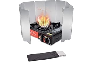 LFSEMINI Stove Windscreen,10/12/16 Plates Aluminum Stove Windshield with Drawstring Bag, for Camping, Butane Stoves