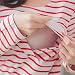 Bearsland Women's Striped Breastfeeding and Nursing Top - UK size 14-16 - Red/White