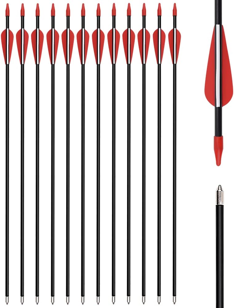 ELONG OUTDOOR Flechas de Fibra de Vidrio Flechas de Tiro con Arco 28 30 32 Pulgadas Flechas Juveniles para Arco recurvo Arco Deportivo Tiro con Arco Niños Juego Flechas Tiro al Blanco al Aire Libre