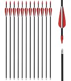 ELONG OUTDOOR Lot De 12 Flèches En Fibre De Verre – 7 Mm, 72 Ou 77 Cm, Pointes Acier, Plumes TPU, Pour Arcs <25 Lbs, Débutants