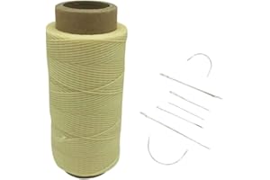 Yulakes - Filo cerato, 1 mm, 260 metri, per uso con aghi da cuoio nel cucito e nella lavorazione del cuoio, con 7 aghi per cuoio Cream colored