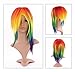 Discoball Womens Ladies Sexy Long Straight Full Wig Tail Set for Rainbow Dash Multi color Cosplay Halloween Costume Party Fancy Hair