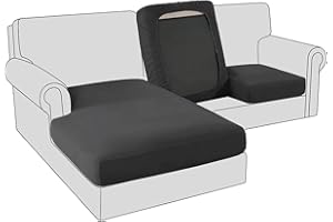 BXFUL Sofa Seat Cushion Covers, Stretch Velvet Sofa Cushion Slipcovers, Couch Cushion Covers Replacement for Individual Cushion with Elastic Fabric (Large 2-Seater,Black)