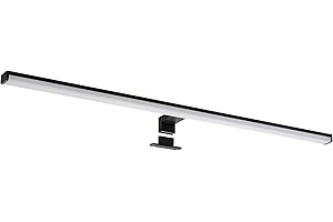 SEBSON® Lampara Espejo Baño LED 90cm, Luz Espejo Pinza + Armario, 15W, 1300lm Blanca Neutra 4000K, IP44, Negro - 900x98x44mm