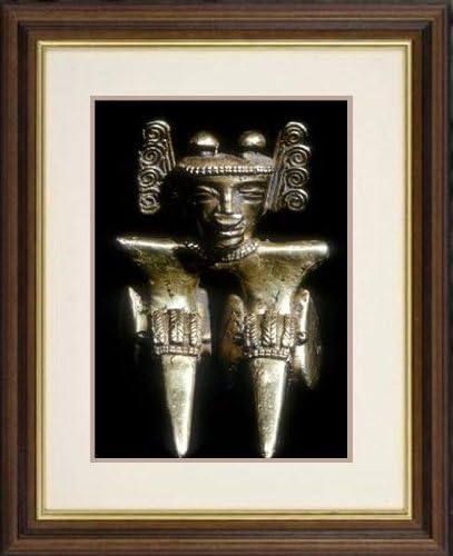 Print of 'Gold Pre-Columbian seated figure, Quimbaya, Colombia, pre 14th-15th century.' in Black Frame