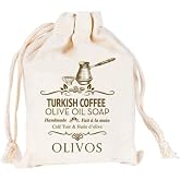 OLIVOS Doğal T&uuml;rk Kahveli Zeytinyağlı Katı Sabun, T&uuml;rk Kahvesi El Sabunu, Yoğun Nemlendirici 150 gr (Keseli) (T&uuml;rk Kahveli)