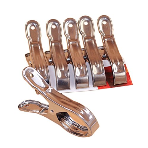 Waescheklammern - SODIAL(R)6 PC Edelstahl Strandtuch Clips Waescheklammern Klammern Halten Sie Ihr Handtuch Aus Verwehen