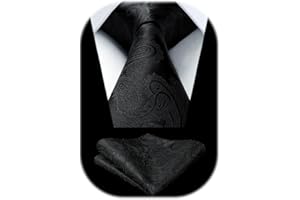 HISDERN Ensemble cravate et mouchoir à motif cachemire fleuri extra long pour homme