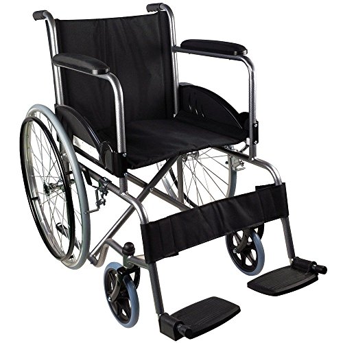Silla de ruedas plegable y autopropulsable | Reposabrazos y reposapiés fijos | Gran seguridad y robustez | Asiento y respaldo ergonómicos | Ancho de asiento de 46 cm | Peso máximo soportado 100 kg | Modelo Alcazaba | Mobiclinic