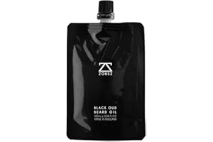ZOUSZ Black Oud Beard Oil for Men (Growth Enhancer) | Beard Care Essential - Beard Moisturiser/Beard Softener, Non-Greasy After Shaving Oil, Paraben-Free, 100mL Refill Pouch Gift for Men
