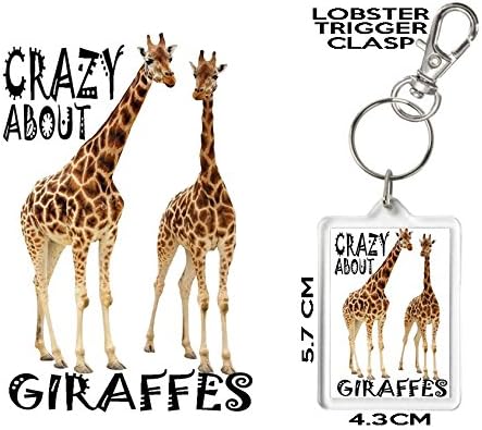 CRAZY ABOUT GIRAFFES, Novelty Keyring, Keychain, Can be personalised, Excellent Birthday, Christmas, Anniversary, Mother's Day, Father's Day, Congratulations Gift. Matching Giraffe Mug and Giraffe Coaster Available