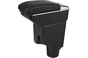 SOEKODU Car Armrest Box Compatible with Toyota Yaris Hybrid 2015-2021, Dual Layer Armrest with 7 USB Charging Ports Black PU Leather Central Console Storage Box Automobile Arm Rest