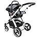 i-Safe System - Grey Trio Travel System Pram & Luxury Stroller 3 in 1 Complete With Car Seat + Rain Covers