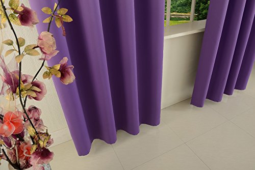 Verdunklungsgardine blickdicht, 2 Stück 245×140 (HxB), Lila Ösen Thermo Vorhang Gardine Verdunklungsvorhang Blackout, 206000 - 5