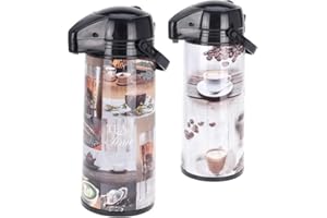 KOOPMAN INTERNATIONAL B.V. »Airpot« Pumpkanne, Rundkopf, Glaseinsatz, Dekore sortiert, Inhalt: 1,90 Liter