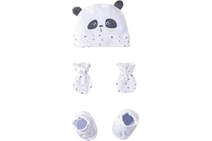 AMOMÍ Set Regalo Recién Nacido/Conjunto bebé Primera Puesta/Gorro, Manoplas y Patucos con Caja de Regalo para recién Nacido Talla Unica