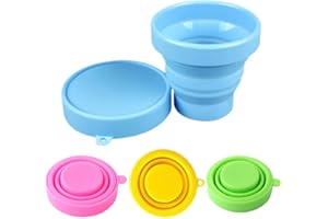 CAASFOOY 4 pezzi Bicchiere Pieghevole, Silicone Bicchiere Pieghevole, Tazza da Viaggio Pieghevole Tazza D'acqua Portatile, Tazza da Viaggio Pieghevole in Silicone per Viaggio Campeggio (170ML)