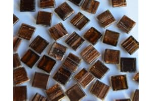 Bazare Masud e.K. 300 St. Glas-Mosaiksteine 1x1cm mit Goldfäden, nicht echt!, ca. 204g. Goldline, Flimmer (Mocca Gold)