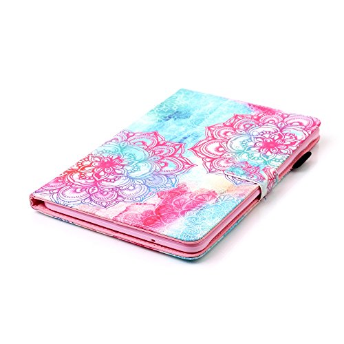 Für Samsung Galaxy Tab E 9.6 Zoll SM-T560 Leder Tasche Hülle,Für Samsung Galaxy Tab E 9.6 Zoll SM-T560 Leichter Wallet Kickstand Hülle,Herzzer Mode Hübsch [Feurige Blumen Gedruckt] Shockproof Kratzfest PU leder Mappen Geldbeutel Folio Abdeckung mit Karte Bargeld Schlitz Weiche TPU Innere Kasten Hülle Case für Samsung Galaxy Tab E 9.6 Zoll SM-T560 + 1 x Frei Rosa Handy Halterung Ständer + 1 x Frei Rosa Stift Stylus - 5