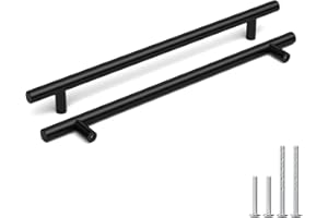 Goldenwarm Lot de 15 Poignee de meuble Cuisine 160mm Poignee Porte Cuisine Noire -LS201BK160 Poignée Meuble Noir Poignée Cuisine Entraxe 160mm avec Finition Mate en Acier Inoxydable