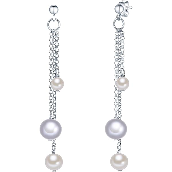 Valero Pearls Creoles da Donna in Argento Sterling 925 con Perla di coltura di acqua dolce