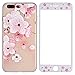 Price comparison product image ZXK CO iPhone 7 Plus Case with Tempered Glass Screen Protector,iPhone 8 Plus Cover Silicone Floral, Shockproof Full Protective Case Cover for iPhone 7 Plus/8 Plus 5.5”/ Pink Peach Blossom