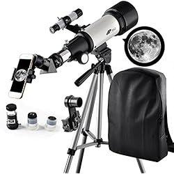 Télescope 400 mm, Ouverture 70 mm, Monture AZ : Bon télescope de Voyage avec Sac à Dos, idéal pour Les Enfants et Les débutants pour Observer la Lune et Les planètes (70400 Telescope)