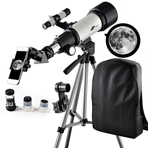 Télescope 400 mm, Ouverture 70 mm, Monture AZ : Bon télescope de Voyage avec Sac à Dos, idéal pour Les Enfants et Les débutants pour Observer la Lune et Les planètes (70400 Telescope)