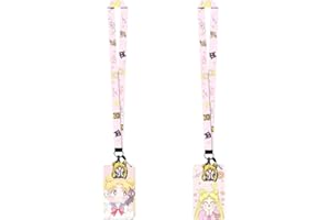2 PCS Conjunto de Tarjetas de Sailor Moon, Hilloly Sailor Moon Tema Tarjetero Vertical Tarjeta Identificación Funda de Tarjeta para Tarjetas, Llaves, Tarjetas de Identificación