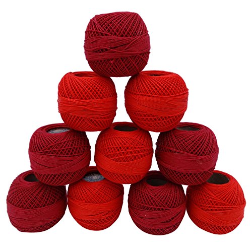 Red 10 Stück mercerisierte Baumwolle Häkelgarn Thema Skeins Stickerei Stricken