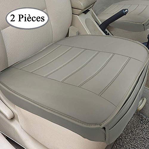 Big Ant Respirante 2 Housse Siege Voiture Couvre Siege Voiture Coussin Siege Voiture en Cuir PU, Charbon de Bambou, Car Seat Cover Bord Enveloppant (2 Pièces, Gris)