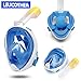 Produktbild LEUCOTHEA® 1. Version Abnehmbare Full Face Schwimmen Tauchmaske Anti-Fog und Leakproof 180 ° Panorama Breiter Sichtwinkel Breathing Design Schnorchelmaske mit verstellbaren Kopfschlaufen (Blue S)
