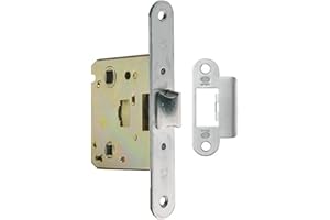 Amig - Picaporte Unificado Mod.2001 para Puertas de Madera de Paso a Baños, Cocinas o Habitaciones - Cierre de Embutir de Acero Inoxidable - De Entrada 50 mm - Frente en Canto Redondo