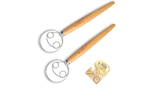 Walfos Frullatore per pasta danese, in acciaio inox con doppi fori per miscelazione rapida, non arrugginisce – Scopa olandese con manico comodo e lungo, ideale per cucinare, mescolare (2 pezzi)