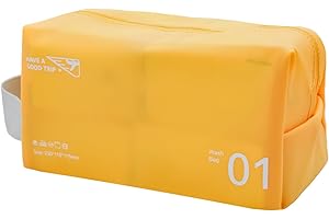 AfitLulu Beauty Case da Viaggio Donna PVC Beauty Case Impermeabile per Cosmetici, Borsa da Toilette per Cosmetici con Maniglia e Cerniera Portatile Per Viaggi Nuoto Fitness (Giallo)