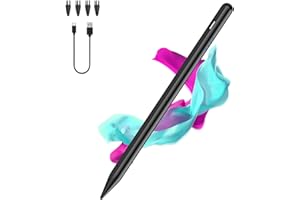 LUNTAK Stylus Pens for Touch Screens,Type-C Tablet Pen with 4 Pom Tips Rechargable Stylus Pen for Android Compatible with Samsung/Huawei/Lenovo/Mi/Vivo and Other Android Smartphone and Tablet Devices-Black