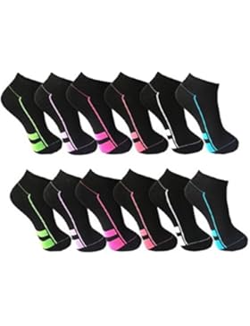 12 Paar Damen Sneaker Socken schwarz mit Top Design 90% BW 5% Elasthan Art 422