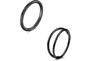 LAURITAMI 2 piezas de perforación de la nariz de acero quirúrgico 20G delgado doble nariz Piercing Ring, Septum Clicker Ring, 8/10mm Helix Conch cartílago Tragus nariz Piercing Joyería