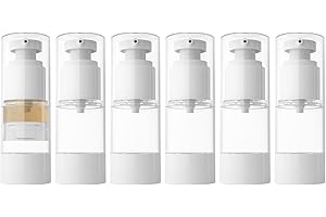 LONGWAY 6 STÜCKE 15ml Airless Pumpspender Leer,Creme Spender reiseflaschen zum befüllen，Pumpflasche，Nachfüllbar Vakuum Kosmetikbehälter，Leer Lotion Pumpflasche für Reise Home Verwendung