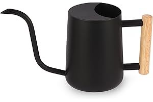 GUKJOB Gießkanne Zimmerpflanzen, 1L Gießkanne Klein Indoor Metall Edelstahl Moderner Dekorativer Giesskanne mit Langem Auslauf für Haus Pflanze Bonsai Outdoor Garten Blumen (Schwarz)