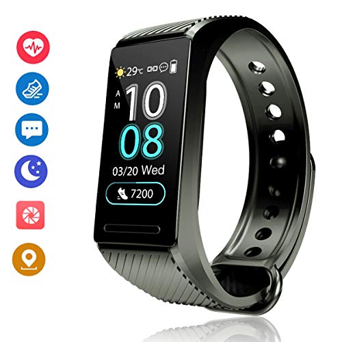 F-FISH Pulsera Actividad HR, Impermeable IP68 Pulsera Inteligente con Pulsómetro, Reloj Inteligente para Deporte, Pulsera Deporte para Android y iOS Teléfono móvil para Hombres Mujeres Niños