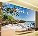 Produktbild Benutzerdefinierte 3D Fototapete Hd Sea View Tv Hintergrund Fototapete Kokospalmen Meerwasser Wohnkultur Landschaft Tapeten