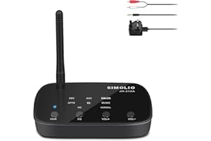 SIMOLIO Long Range HD Bluetooth Receiver for HiFi with EQ (Music/Dialogue) & BT Codec Display, Bluetooth Audio Receiver w/aptX LL for Home Stereo & Music Streaming System, Volume Control, 197FT