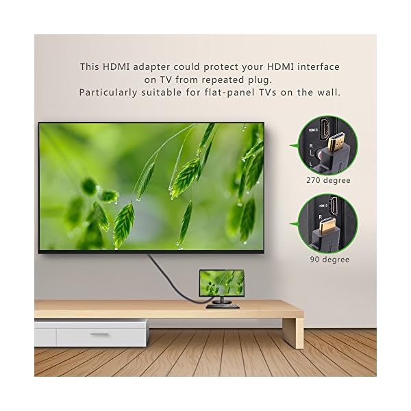 UGREEN HDMI Adapter Winkel 270 Grad und 90 Grad 4k HDMI Stecker auf Buchse Konverter Full HD mit vergoldete Kontakte- Schwarz (2 Stück) – Bild 3